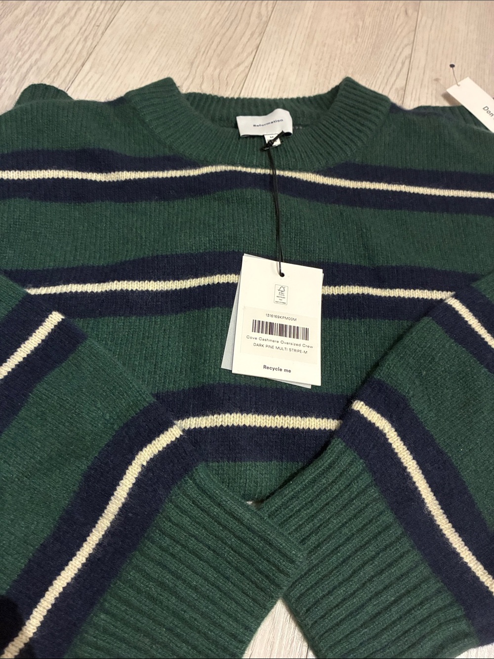 Brand New Reformation Cove Cashmere Oversized Crew